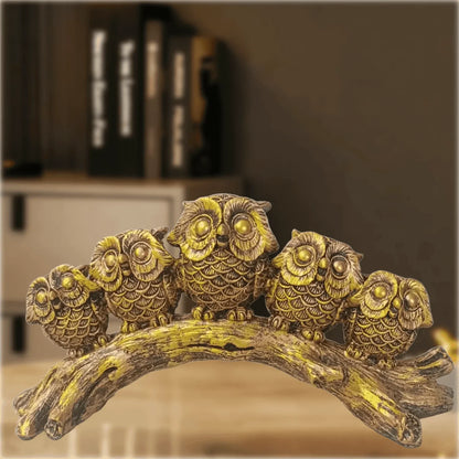 ALiLa Whimsical Owls Set Sitting On Tree Log Owl Statue Showpiece for Home Living Room Decor Decoration & Gifting - ALiLA
