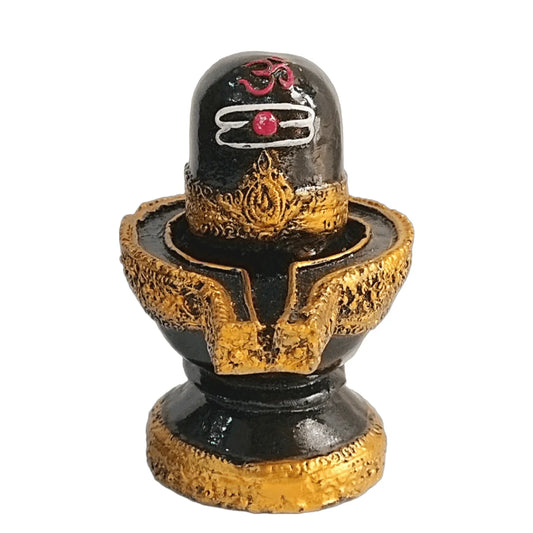 ALiLa Shiva Shivling Shiv Linga Mahadev Idol Murti Statue for Home Temple Puja, 5 Inches, Black & Golden - ALiLA