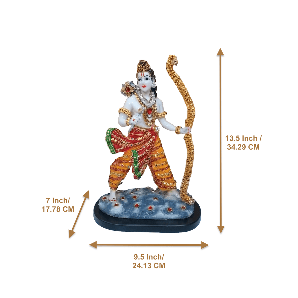 ALiLa Shri Ram Rama Adipurusha God Idol Murti Statue for Home Ram Mandir Temple Pooja, 13.5 Inch Height - ALiLA