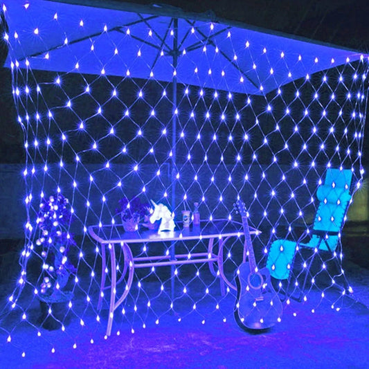 ALiLa 300 LED Net Mesh Fairy String Light Still Effect Lighting 8x6 Foot for Diwali Decoration Backdrop Garden Tree Waterproof (Blue) - ALiLA