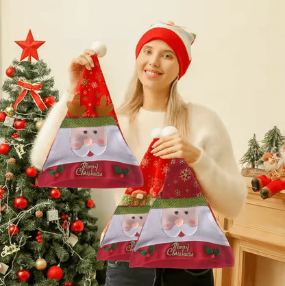 ALiLa Christmas Santa Cap Hat for Holiday Cheer Xmas Tree Decoration Santa Red Cap, Set of 2 - ALiLA