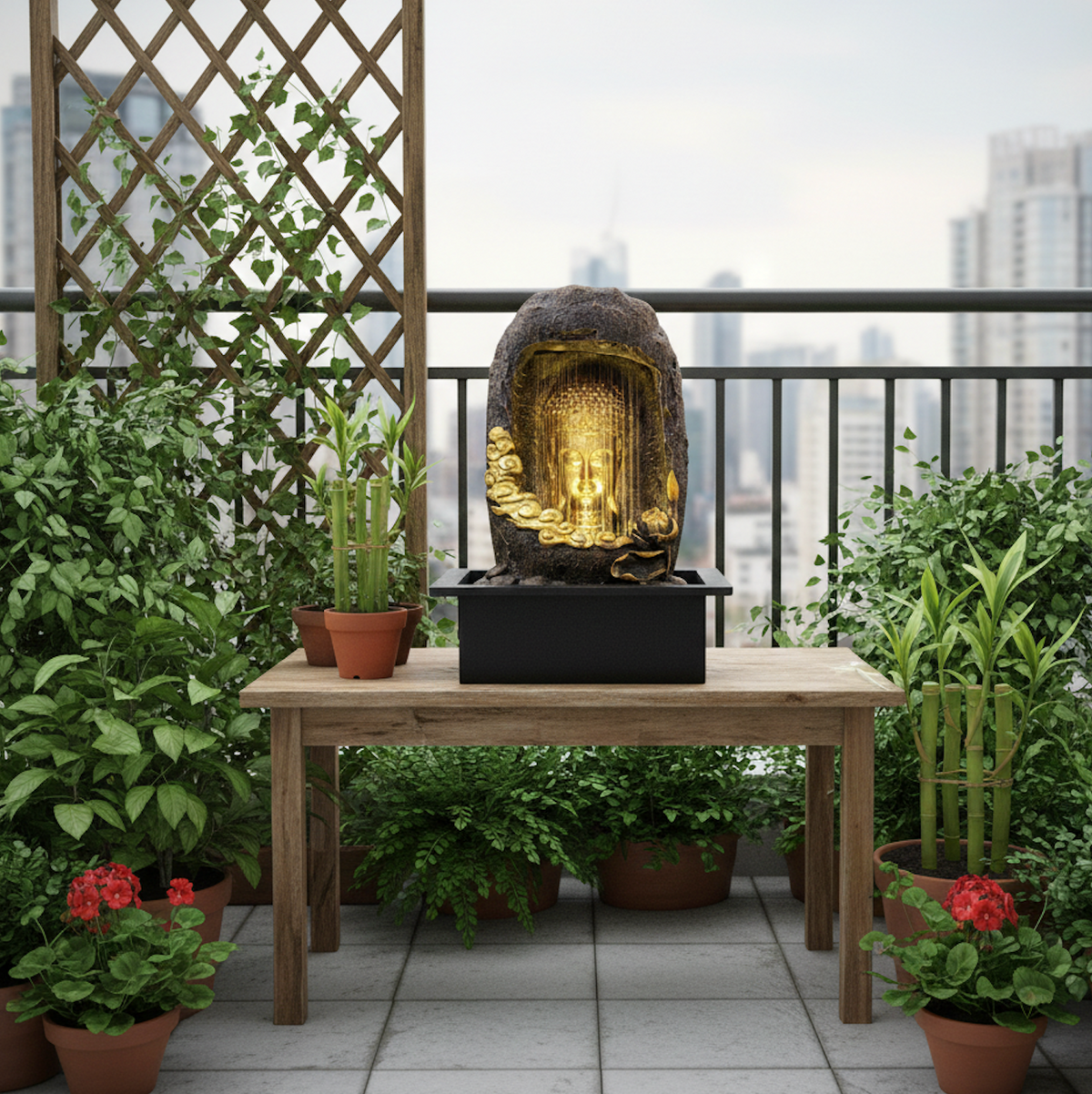 Water Fountain ALiLA ALiLa Buddha Statue Waterfall Fountain for Home Living Room Decoration Indoor/Outdoor Gifting item Water Fountain