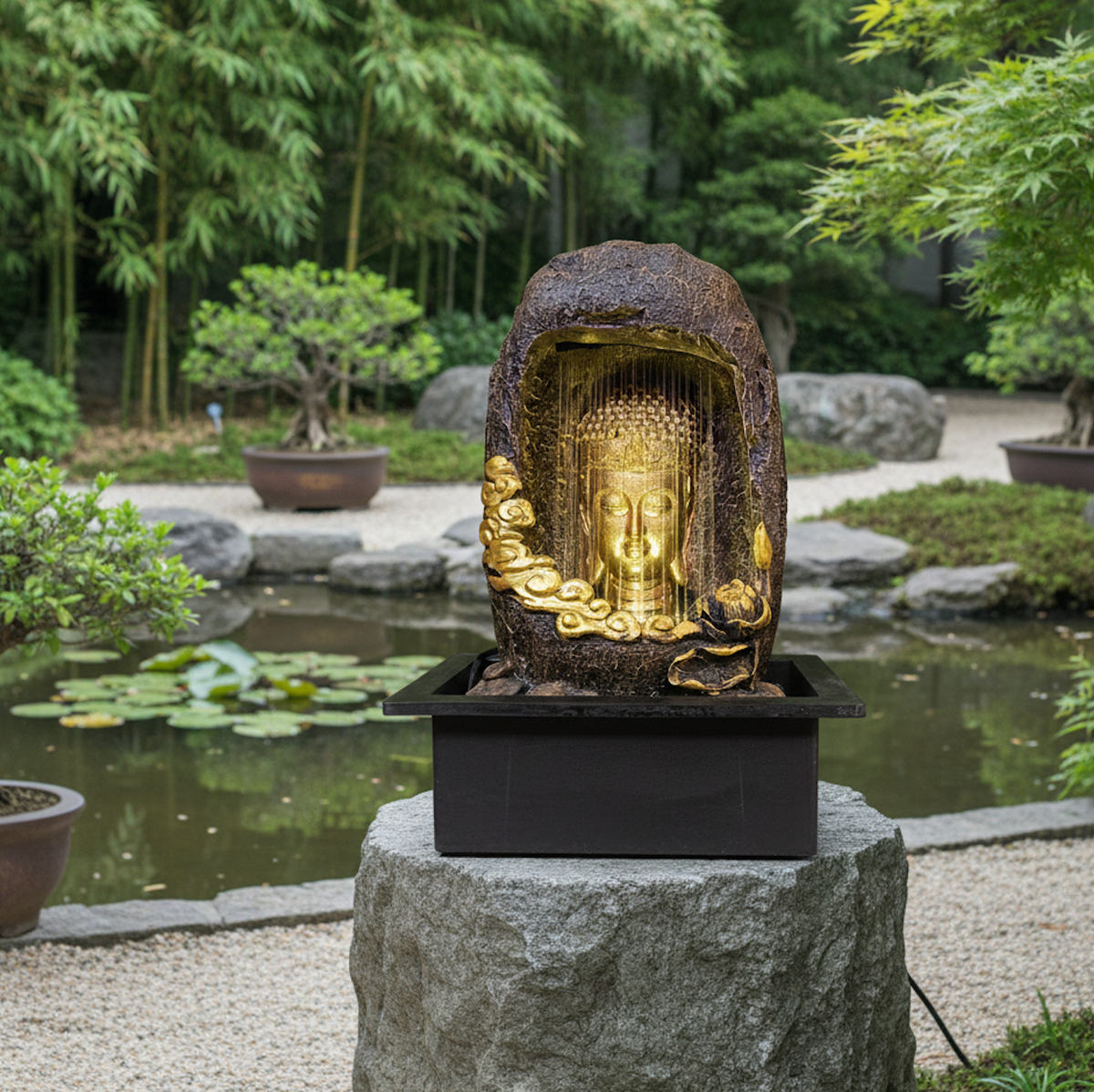 Water Fountain ALiLA ALiLa Buddha Statue Waterfall Fountain for Home Living Room Decoration Indoor/Outdoor Gifting item Water Fountain