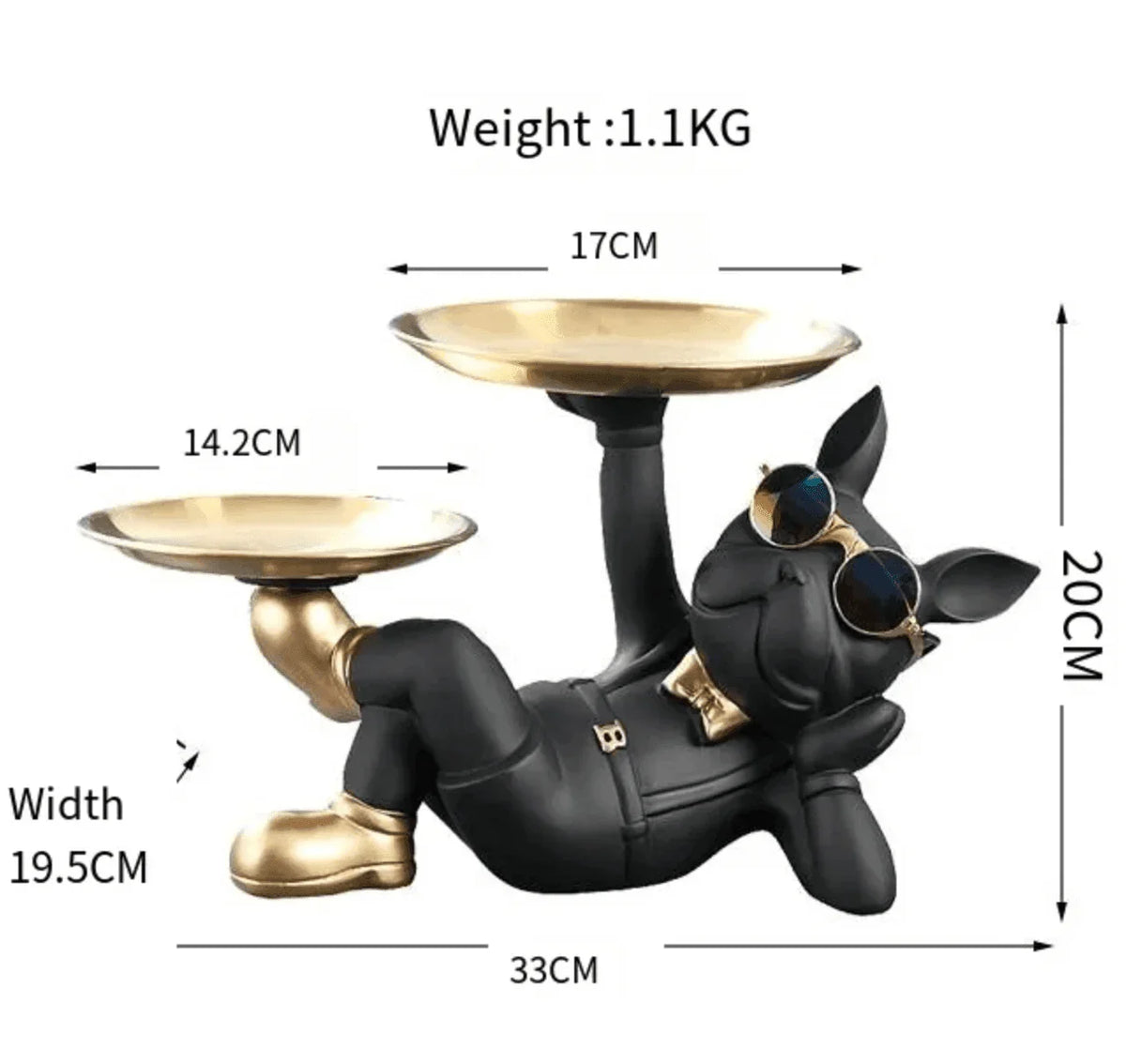 Stylish BullDog with 2 Plates Trays Statue Showpiece for Home Living Room Bull Dog Decor Decoration Gifting Item - ALiLA