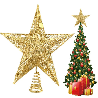 Tree Top Hanging Star for Artificial Christmas Picks for Xmas Tree Topper Stars Decorations Hanging Ornaments, DIY Xmas Wreath, Crafts, Holiday and Home Decor, 9 Inches - ALiLA