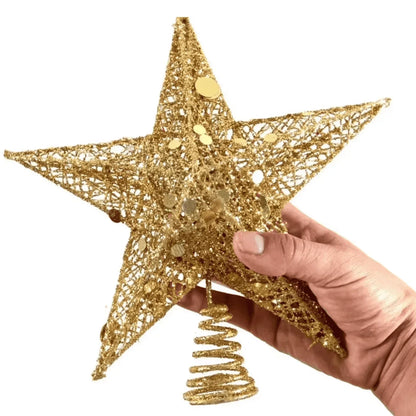Tree Top Hanging Star for Artificial Christmas Picks for Xmas Tree Topper Stars Decorations Hanging Ornaments, DIY Xmas Wreath, Crafts, Holiday and Home Decor, 9 Inches - ALiLA