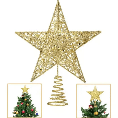 Tree Top Hanging Star for Artificial Christmas Picks for Xmas Tree Topper Stars Decorations Hanging Ornaments, DIY Xmas Wreath, Crafts, Holiday and Home Decor, 9 Inches - ALiLA