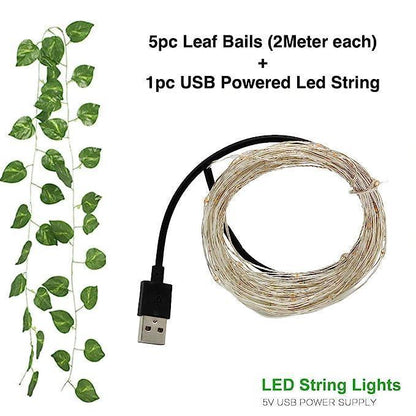 ALiLa Leaf Money Plant & Led String Lights for Home Lawn Garden Indoor Outdoor Decoration (USB Powered, 10Meter/32Feet) - ALiLA
