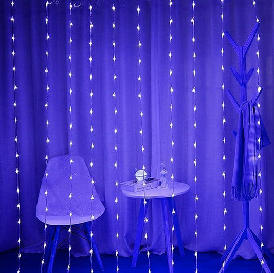 ALiLa LED Net Mesh Jaal Waterfall Curtain light for Window Home Diwali Decoration, 6x8 Feet, Blue - ALiLA