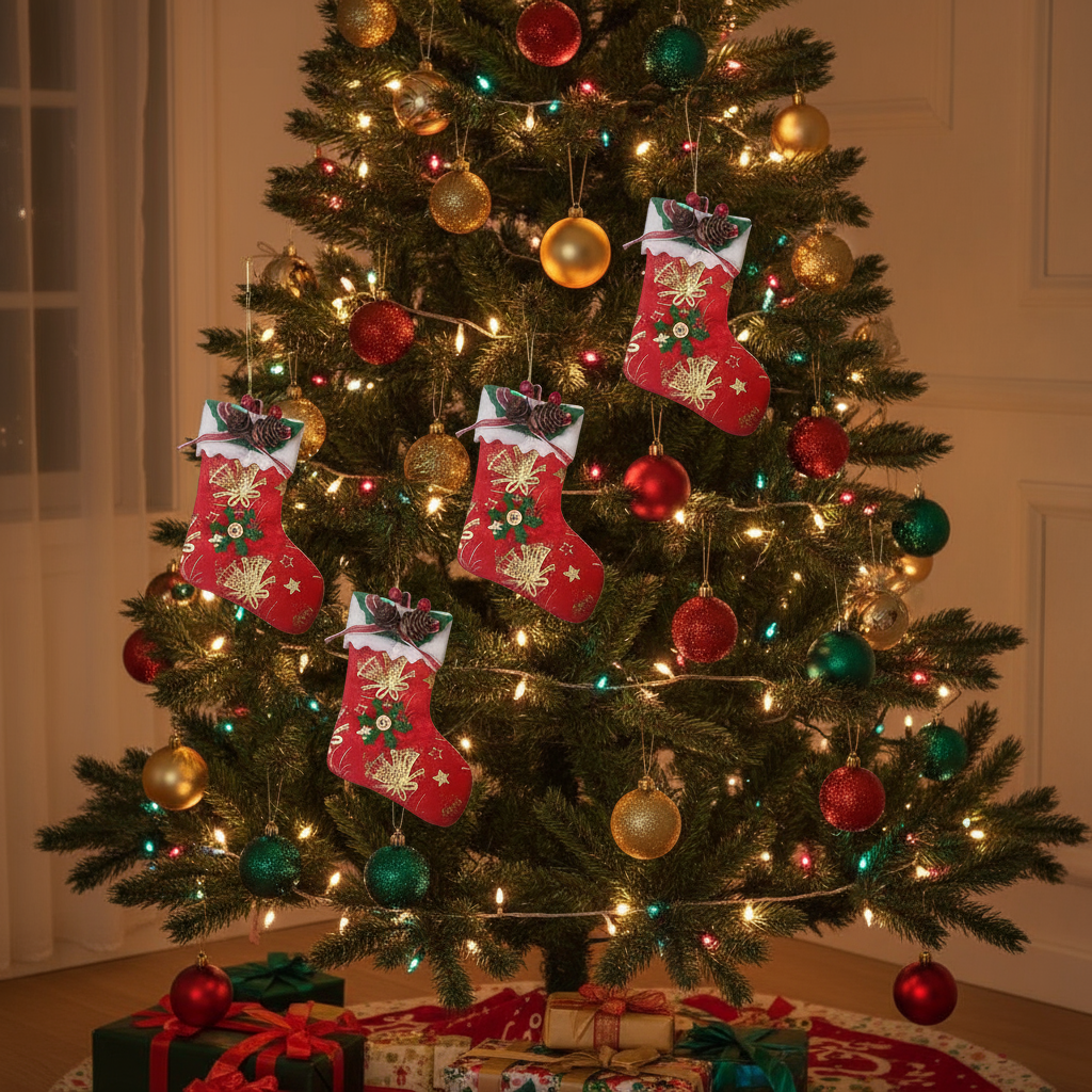 Christmas ALiLA Christmas Tree Hanging Ornaments Red Socks Festive Decor Medium Size, Set of 2 Christmas