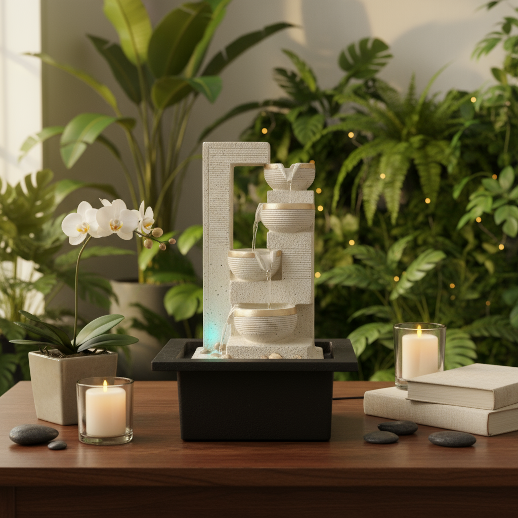 Water Fountain ALiLA ALiLa Diya Waterfall LED Fountain for Office, Table, Living Room, Lawn, Garden Decoration or Gifting item Water Fountain