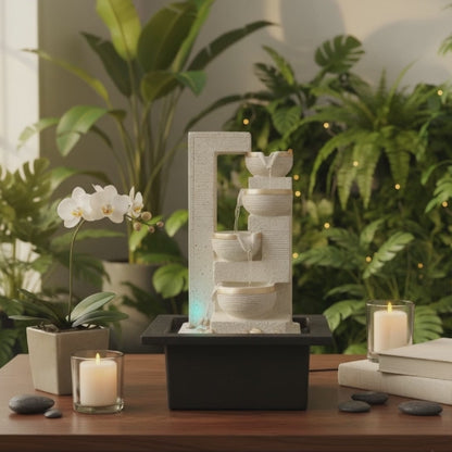ALiLa Diya Waterfall LED Fountain | Home, Office & Garden Decor