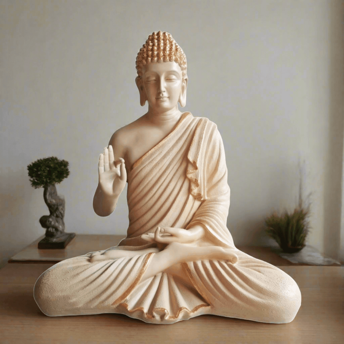 Big Size Meditating Buddha Idol Statue Showpiece for Home Garden Living Room Decoration Gifting Items, 22 inches Height - ALiLA