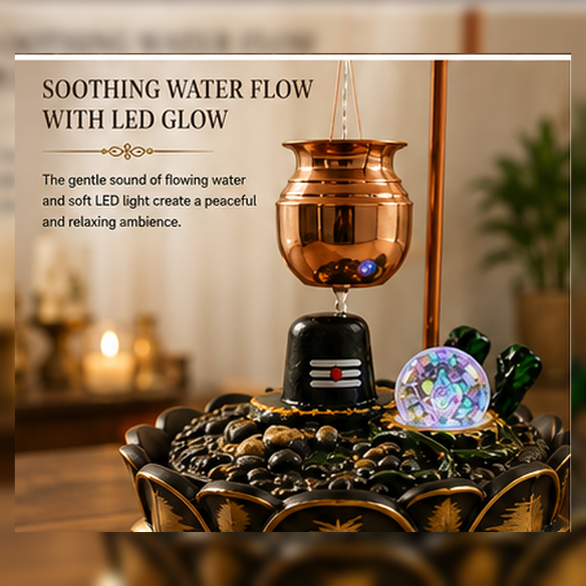 Water Fountain ALiLA ALiLa Lord Shiva Shivling Waterfall Fountain with LED | Pooja & Home Decor Water Fountain
